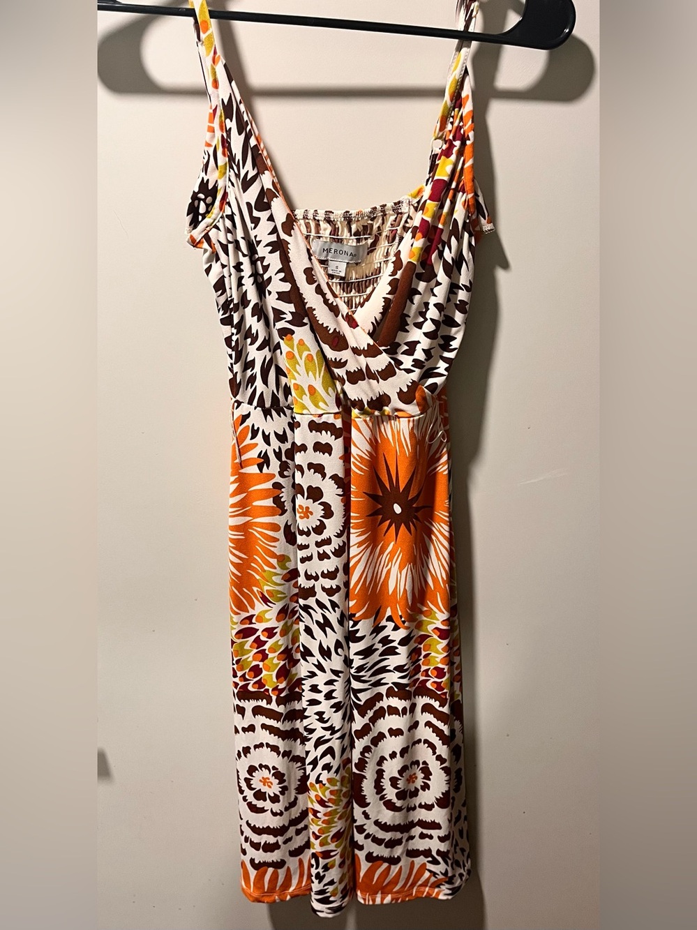Merona Orange, Brown & White Floral Dress